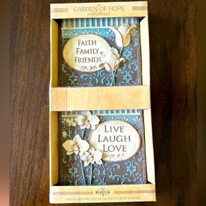 2 new ceramic/resin wall plaques 5.5” square